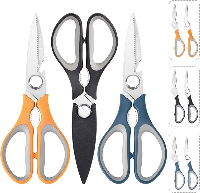 KITNATS 3-Pack Kitchen Shears Heavy Duty All Purpose Stainless Steel Scissors Dishwasher Safe Cooking for Meat, Chicken, Fish, Vegetable - Image 1